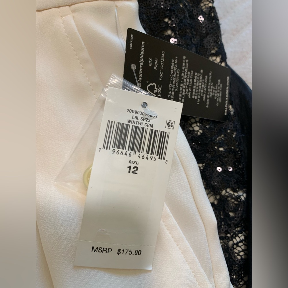 NWT Ralph Lauren High Rise Pleated Front Wide-Leg Cream Trousers 12 Quiet Luxury - Picture 11 of 16